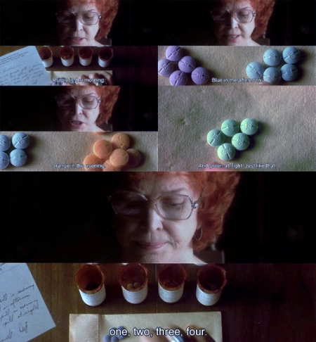 Image result for requiem for a dream pill montage